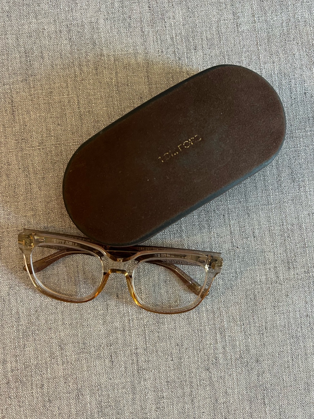 Tom Ford Transparent Amber Cat-Eye Glasses